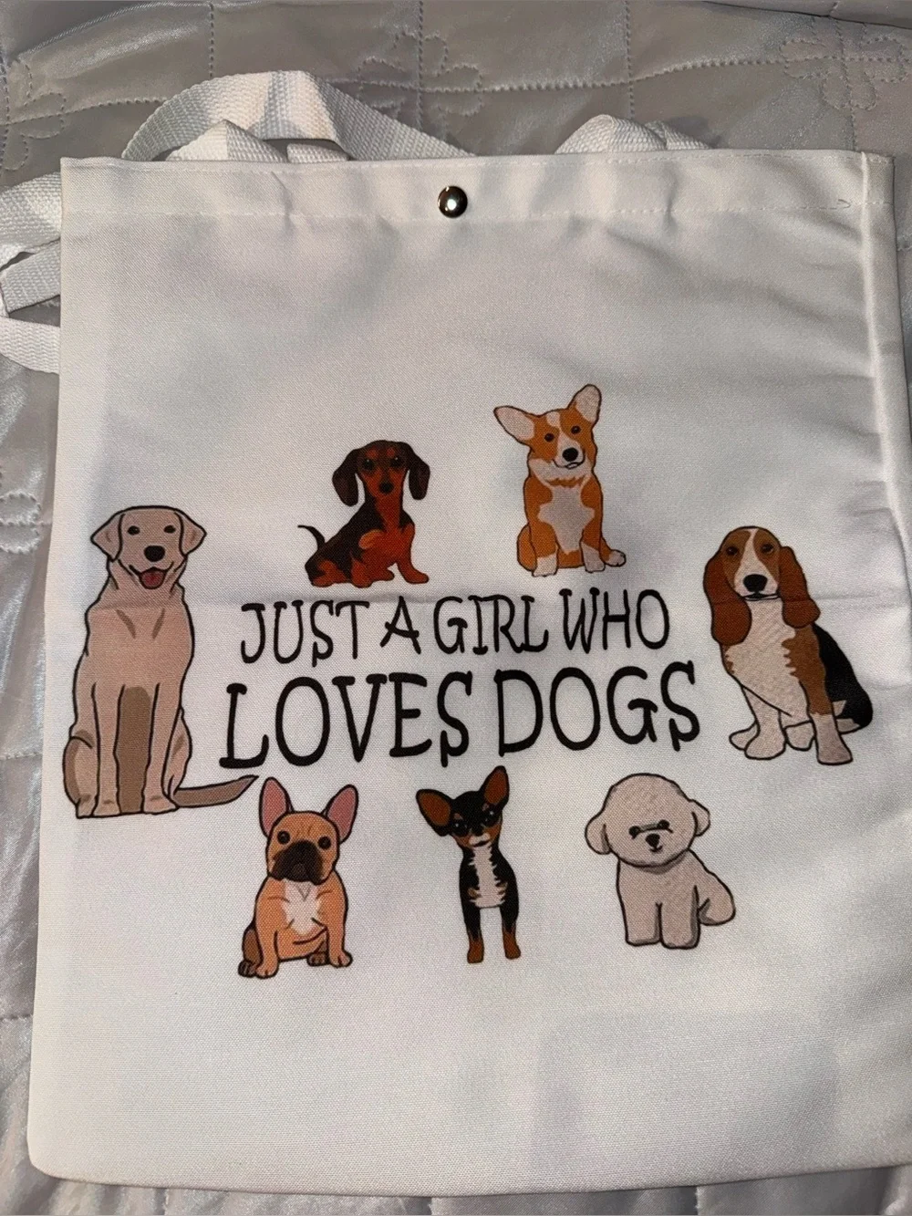 Just A Girl Who Loves Dogs Canvas Tote Bag - White